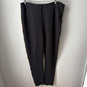 Long Tall Sally Black Pants With Gold Beading Down Sides Women's Size L- Trouser